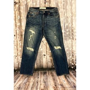 Gap medium wash vintage straight destroyed jeans